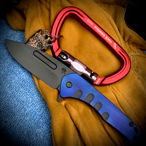 Medford Knife & Tool - Praetorian Slim Flipper - S35VN PVD DP Blade Faced Blue Handle Blue Spring PVD HW//Clip