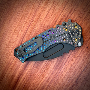 Medford Knife and Tool - Praetorian T - S45VN PVD DP Blade PVD Varying Sized Dimples Handles PVD HW/Clip PVD Breaker