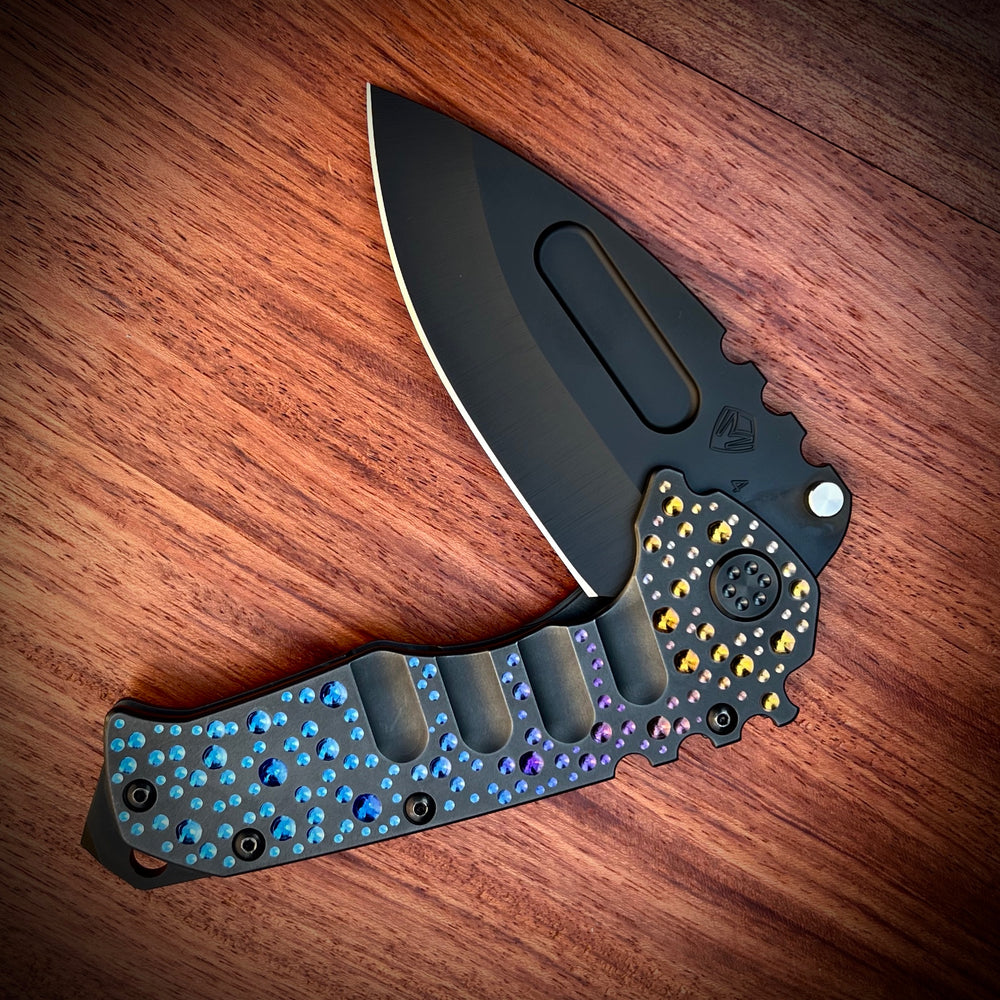 Medford Knife and Tool - Praetorian T - S45VN PVD DP Blade PVD Varying Sized Dimples Handles PVD HW/Clip PVD Breaker