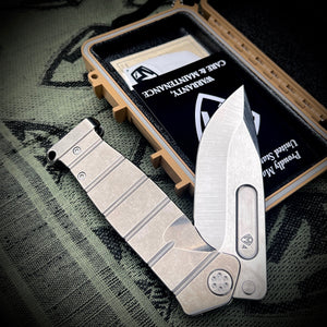 Medford Knife and Tool USMC Fighter Flipper - S45VN Tumbled Blade Tumbled Handles Std HW/Clip Tumbled Pommel