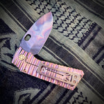 Medford Knife and Tool - TFF-1 - S45VN Vulcan Blade Rootbeer w Brsh Brz Lightning Handles Bronze HW Clip
