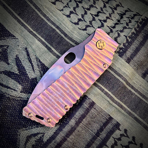 Medford Knife and Tool - TFF-1 - S45VN Vulcan Blade Rootbeer w Brsh Brz Lightning Handles Bronze HW Clip