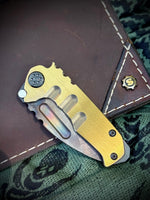 Medford Knife & Tool - Micro T -S35VN Vulcan DP Blade Brushed/Bronze Handles Black HW/DLC Clip Breaker