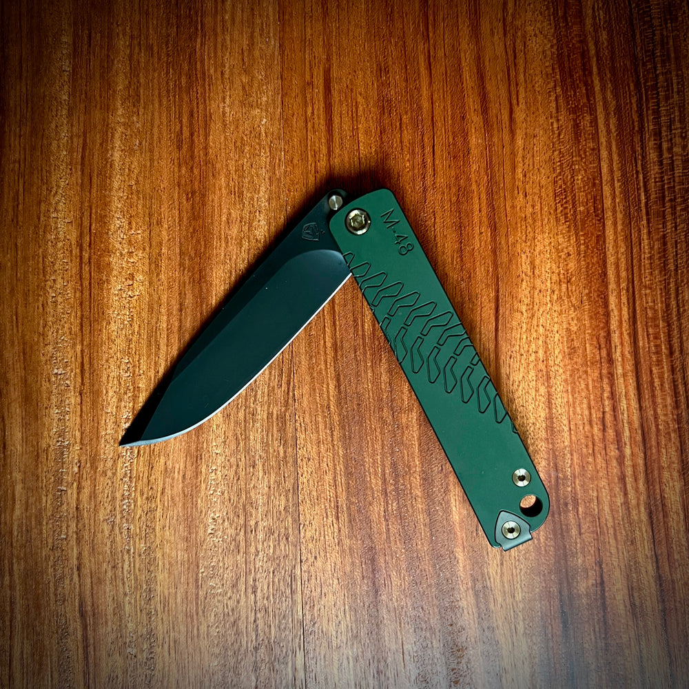 Medford Knife & Tool - M48 S45VN PVD Blade Green Handle PVD Spring Bronze HW PVD Clip