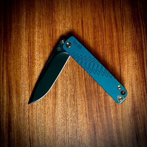 Medford Knife & Tool - M48 S45VN PVD Blade Blue Handle Bronze HW PVD Clip