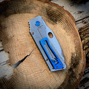 Medford Knife & Tool - TFF-1 - S35VN Tumbled Blade Tumbled Blue Topo Themed Handles Blue HW Brsh Blue Clip