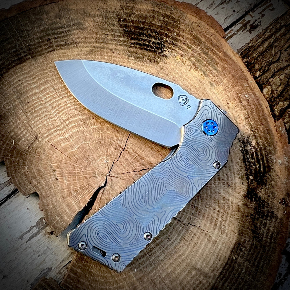 Medford Knife & Tool - TFF-1 - S35VN Tumbled Blade Tumbled Blue Topo Themed Handles Blue HW Brsh Blue Clip