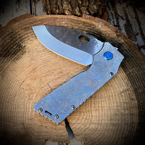 Medford Knife & Tool - TFF-1 - S35VN Tumbled Blade Tumbled Blue Topo Themed Handles Blue HW Brsh Blue Clip