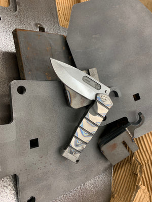 Medford USMC Fighter Flipper - S35VN Blade Steel Tumbled Blade Finish Standard Grind Faced/Flamed Handle Tumbled Lock Side Standard Hardware Flamed Clip Tumbled Pommel