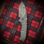 Medford Praetorian T - 3V Vulcan Drop Point Blade Bead Blasted Handles Bead Blasted/Blue Ano Ti Hardware Flamed Clip NP3 Breaker