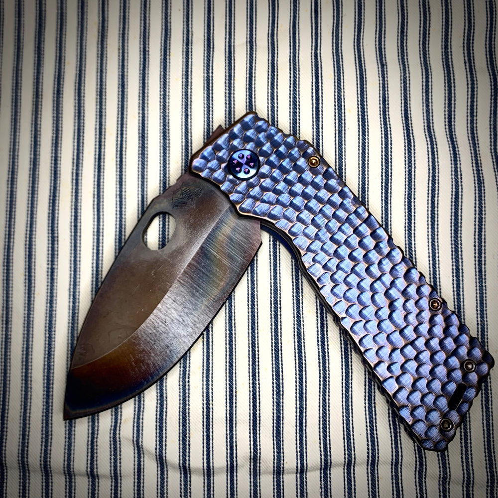 TFF-1 FD - D2 Vulcan Blade Dark Blue Sculpted Handles Dark Flamed Hardware Brushed/Flamed Dark Blues Clip