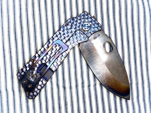 TFF-1 FD - D2 Vulcan Blade Dark Blue Sculpted Handles Dark Flamed Hardware Brushed/Flamed Dark Blues Clip
