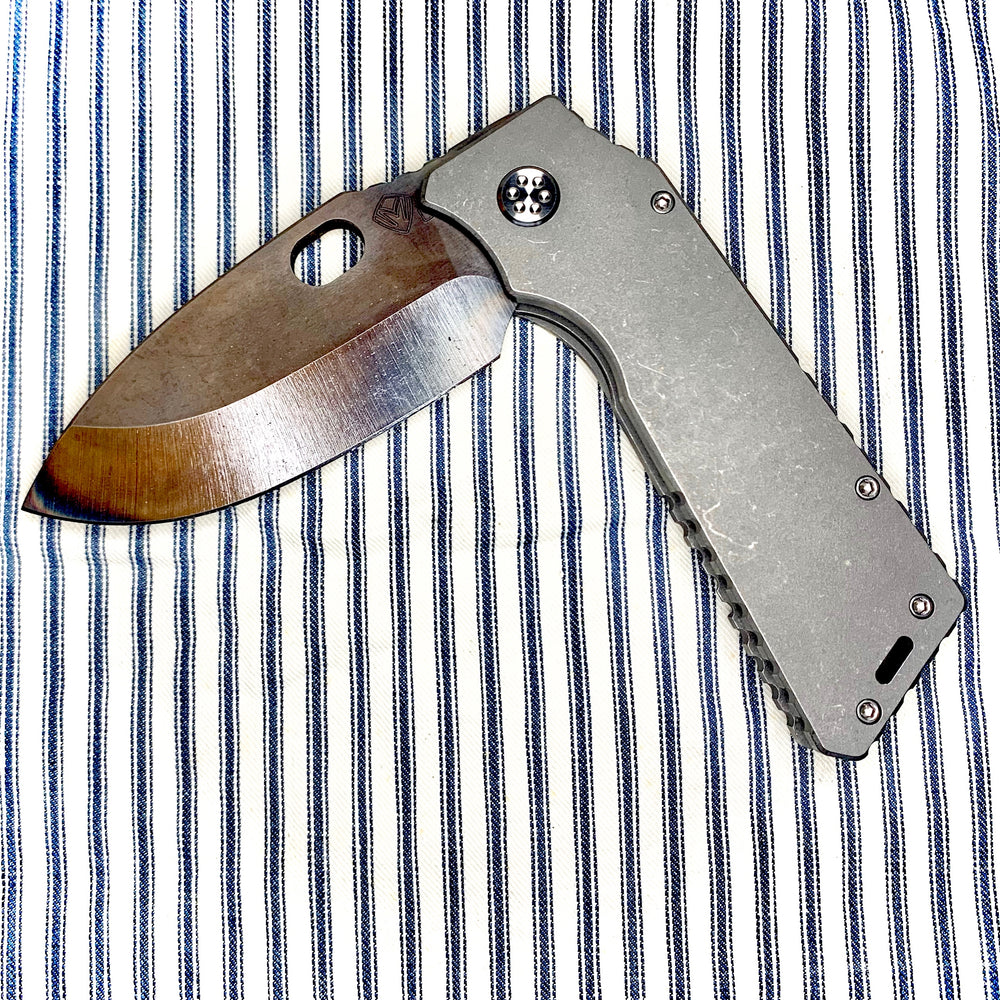TFF-1 FD - D2 Vulcan Blade Tumbled Handles Standard Hardware Standard Clip