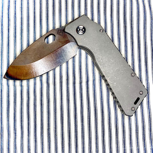 TFF-1 FD - D2 Vulcan Blade Tumbled Handles Standard Hardware Standard Clip