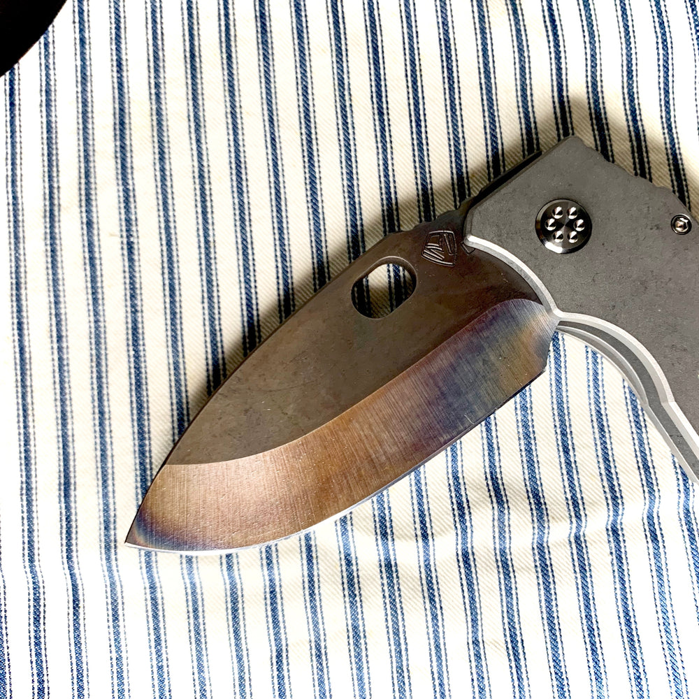 TFF-1 FD - D2 Vulcan Blade Tumbled Handles Standard Hardware Standard Clip