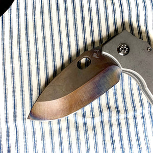 TFF-1 FD - D2 Vulcan Blade Tumbled Handles Standard Hardware Standard Clip