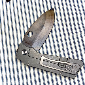TFF-1 FD - D2 Vulcan Blade Tumbled Handles Standard Hardware Standard Clip