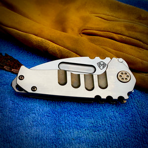 Medford Knife & Tool - Genesis T - S35VN Tumbled Tanto Blade w/Satin Flats Bronze Handles w/Faced/Silver Flats  Bronze HW Brsh/Brz Clip NP3 Breaker