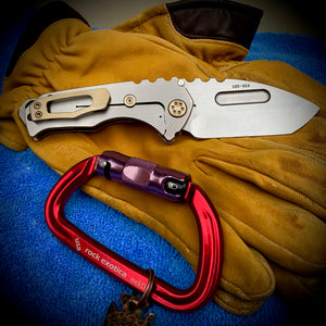 Medford Knife & Tool - Genesis T - S35VN Tumbled Tanto Blade w/Satin Flats Bronze Handles w/Faced/Silver Flats  Bronze HW Brsh/Brz Clip NP3 Breaker