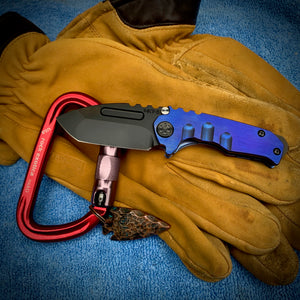 Medford Knife & Tool Micro T - S35VN PVD Tanto Blade Faced Blue Handles PVD HW PVD w/Brsh Blue Flats Clip PVD Breaker