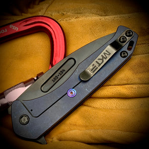 Medford Knife & Tool - Praetorian Slim Flipper - S35VN PVD DP Blade Faced Blue Handle Blue Spring PVD HW//Clip