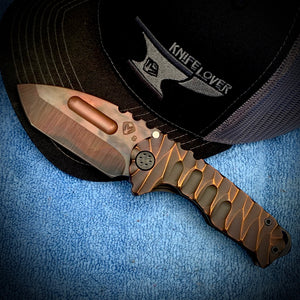 Medford Knife & Tool Genesis Ti - S35VN Vulcan Tanto Blade Bronze Predator Handles PVD HW PVD w/Brsh/Flm Flats Clip PVD Breaker