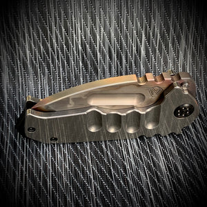 Medford Knife & Tool Micro Ti and Genesis Ti (set) - S35VN Vulcan Tanto Tumbled Handles PVD Hardware Clip & Brkr