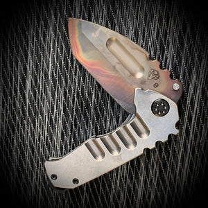 Medford Knife & Tool Micro Ti and Genesis Ti (set) - S35VN Vulcan Tanto Tumbled Handles PVD Hardware Clip & Brkr