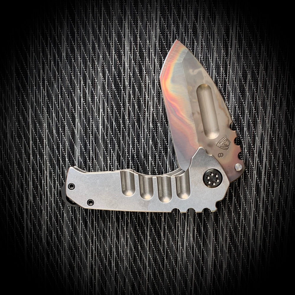 Medford Knife & Tool Micro Ti and Genesis Ti (set) - S35VN Vulcan Tanto Tumbled Handles PVD Hardware Clip & Brkr