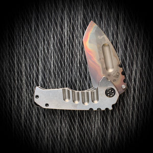 Medford Knife & Tool Micro Ti and Genesis Ti (set) - S35VN Vulcan Tanto Tumbled Handles PVD Hardware Clip & Brkr