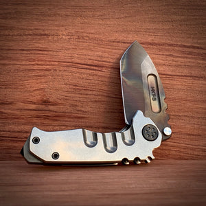Medford Knife & Tool Micro Ti and Genesis Ti (set) - S35VN Vulcan Tanto Tumbled Handles PVD Hardware Clip & Brkr
