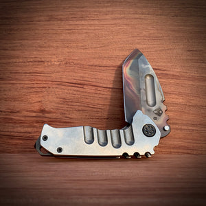Medford Knife & Tool Micro Ti and Genesis Ti (set) - S35VN Vulcan Tanto Tumbled Handles PVD Hardware Clip & Brkr