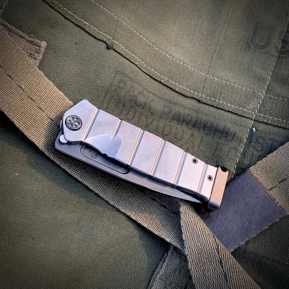 Medford Knife & Tool - USMC Fighter Flipper - S35VN PVD Blade Tumbled Handles PVD HW/Clip/Pommel