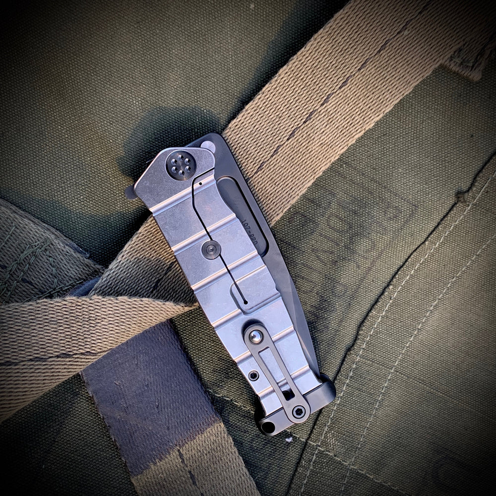 Medford Knife & Tool - USMC Fighter Flipper - S35VN PVD Blade Tumbled Handles PVD HW/Clip/Pommel