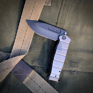 Medford Knife & Tool - USMC Fighter Flipper - S35VN PVD Blade Tumbled Handles PVD HW/Clip/Pommel