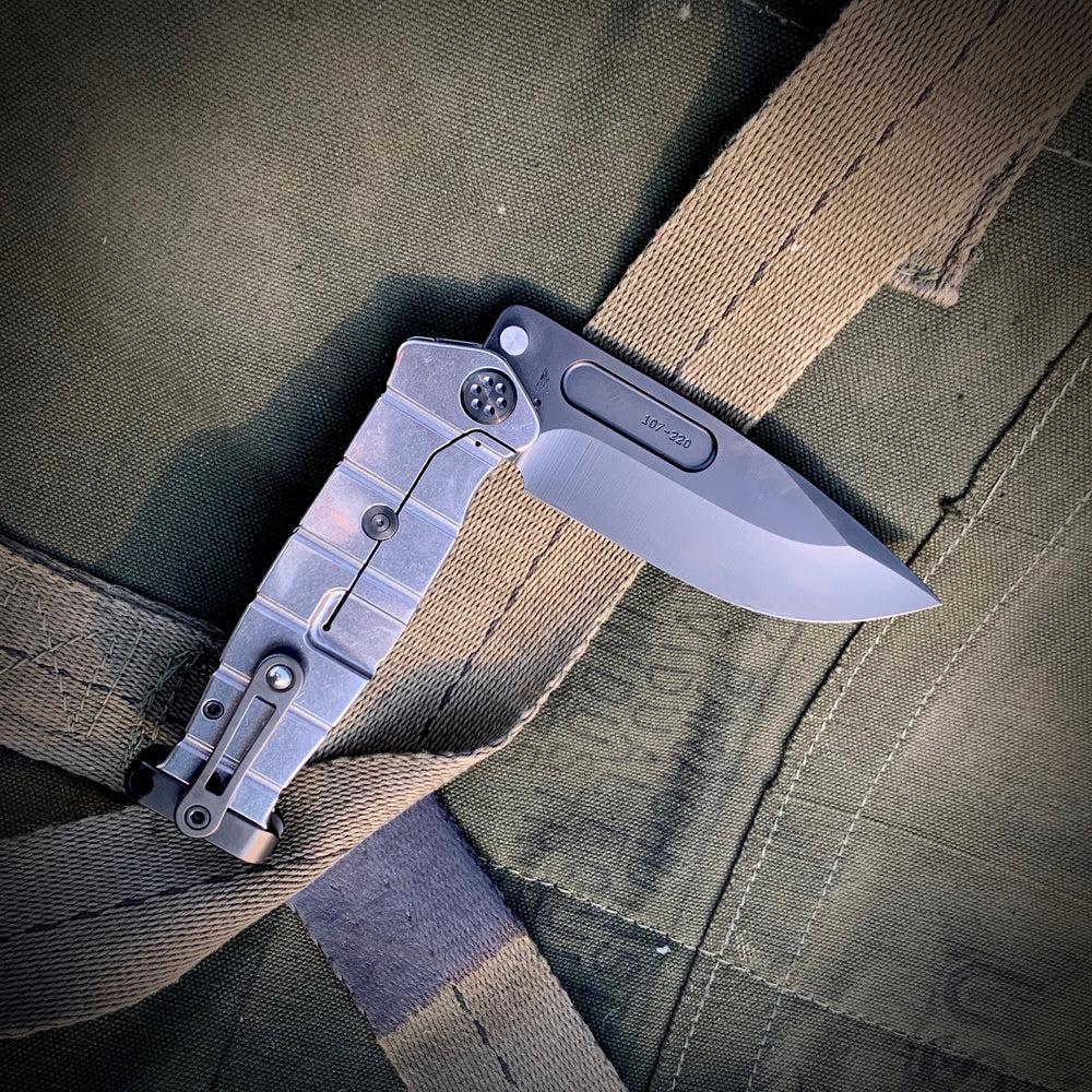 Medford Knife & Tool - USMC Fighter Flipper - S35VN PVD Blade Tumbled Handles PVD HW/Clip/Pommel