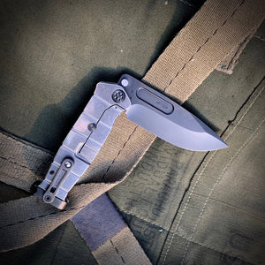 Medford Knife & Tool - USMC Fighter Flipper - S35VN PVD Blade Tumbled Handles PVD HW/Clip/Pommel