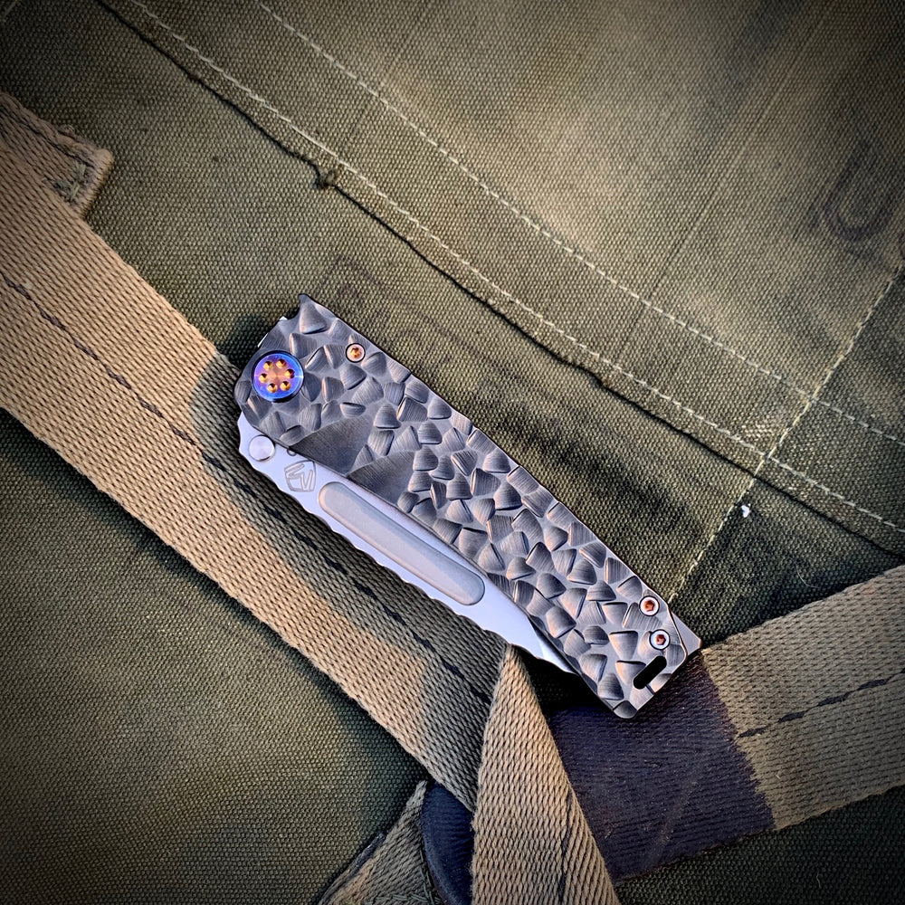 Medford Knife & Tool - Marauder - The Shank House Full Config - S35VN Tumbled DP Blade w/Jimping  PVD Peaks and Valleys Handles Flm HW  Std Clip PVD Breaker