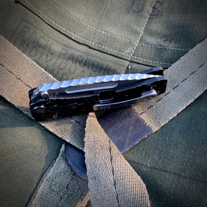 Medford Knife & Tool - Marauder - The Shank House Full Config - S35VN Tumbled DP Blade w/Jimping  PVD Peaks and Valleys Handles Flm HW  Std Clip PVD Breaker