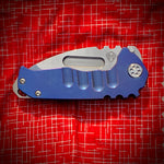 Medford Knife & Tool - Genesis T - S35VN Tumbled Tanto Blade Blue Handles Std HW/Clip NP3 Breaker