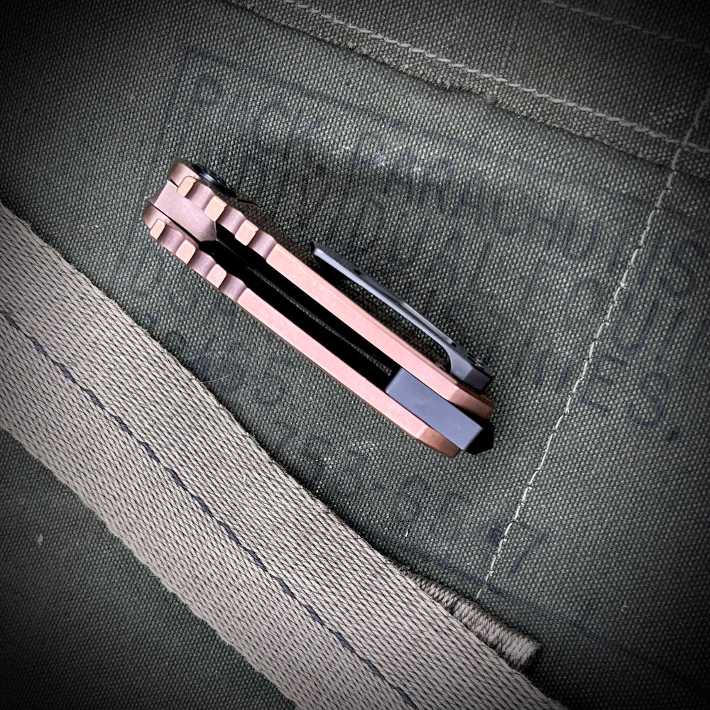 Medford Micro Praetorian Ti  - PVD w/Satin & Tumbled Flats DP Blade Warrior PVD Handles w/Faced & Tumbled Flats Handle PVD HW PVD w/Faced Silver Flats Clip PVD Breaker
