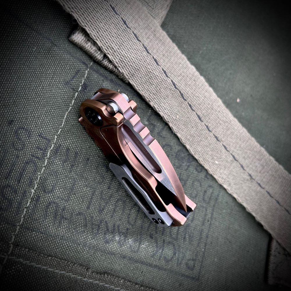 Medford Micro Praetorian Ti  - PVD w/Satin & Tumbled Flats DP Blade Warrior PVD Handles w/Faced & Tumbled Flats Handle PVD HW PVD w/Faced Silver Flats Clip PVD Breaker