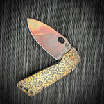 Medford Knife & Tool - TFF-1 - S35VN Vulcan Blade BB Cement w Bronze Highlights "Jasmine Fields" Handles Bronze H BB Cement w Bronze Flats Clip