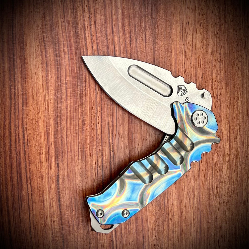 Medford Knife & Tool -  Genesis T - S35VN Tumbled DP Blade Handle Tumbled Spring Std HW/Clip NP3 Breaker