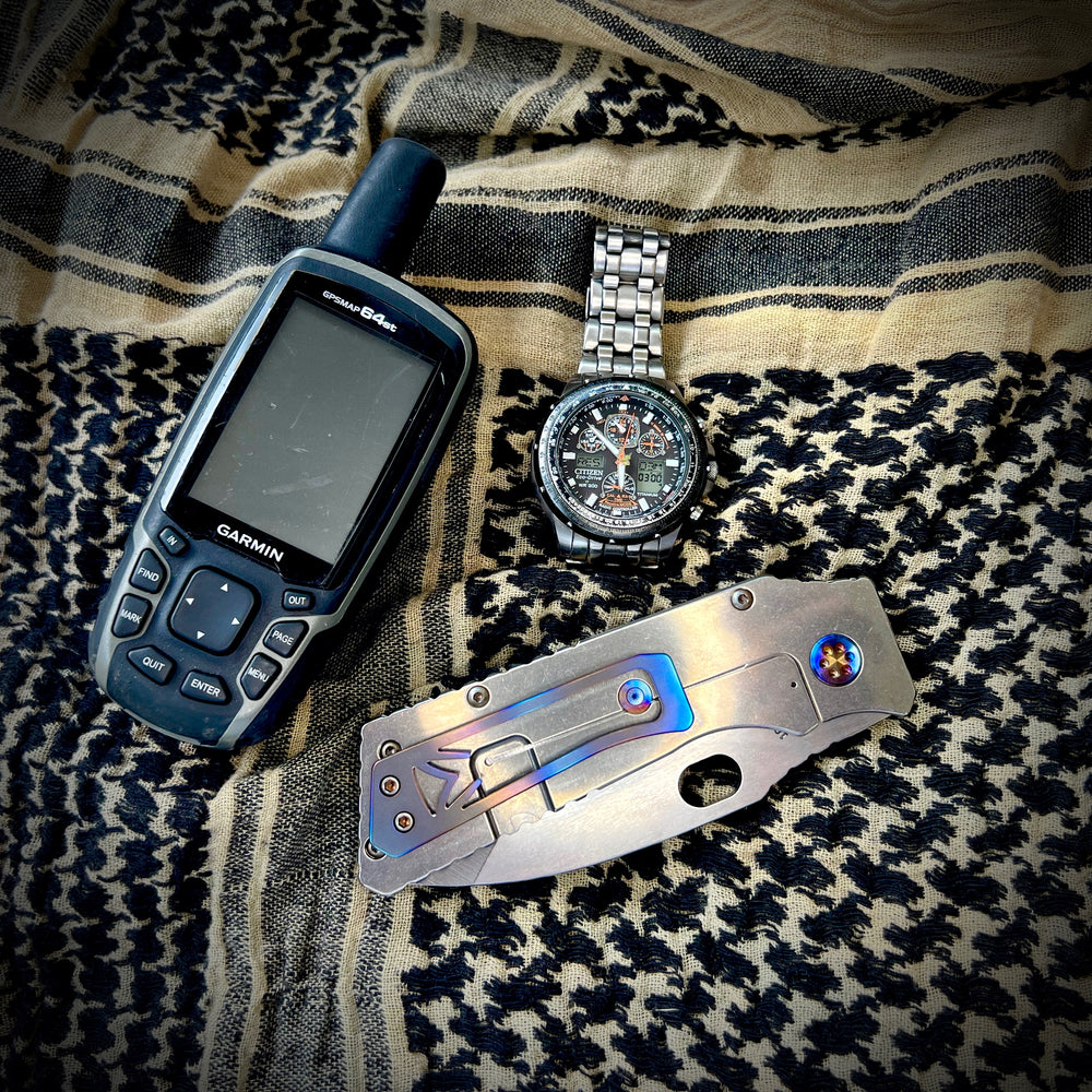 Medford Knife & Tool - TSH Topo Series TFF-1 - S35VN Tumbled Blade Tumbled "Pearl Harbor" Handles Flamed HW Clip