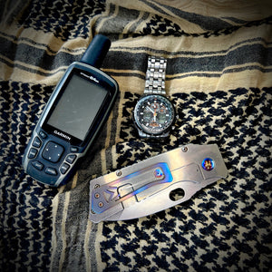 Medford Knife & Tool - TSH Topo Series TFF-1 - S35VN Tumbled Blade Tumbled "Pearl Harbor" Handles Flamed HW Clip