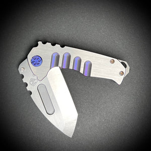 Medford Knife & Tool - Genesis T - S35VN Satin Tanto Blade Vio w/Faced Silver Flats Handles Violet HW Brsh/Vio Clip NP3 Breaker