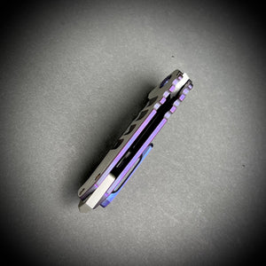 Medford Knife & Tool - Genesis T - S35VN Satin Tanto Blade Vio w/Faced Silver Flats Handles Violet HW Brsh/Vio Clip NP3 Breaker