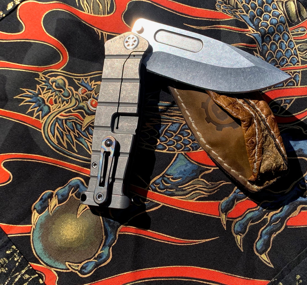 Medford USMC Fighter Flipper - S35VN Blade Steel Tumbled Blade Finish Standard Grind Faced/Flamed Handle Tumbled Lock Side Standard Hardware Flamed Clip Tumbled Pommel