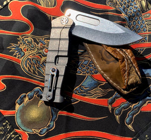 Medford USMC Fighter Flipper - S35VN Blade Steel Tumbled Blade Finish Standard Grind Faced/Flamed Handle Tumbled Lock Side Standard Hardware Flamed Clip Tumbled Pommel
